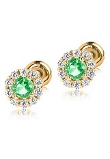 fancy yellow gold cubic zirconia May baby birthstone earrings